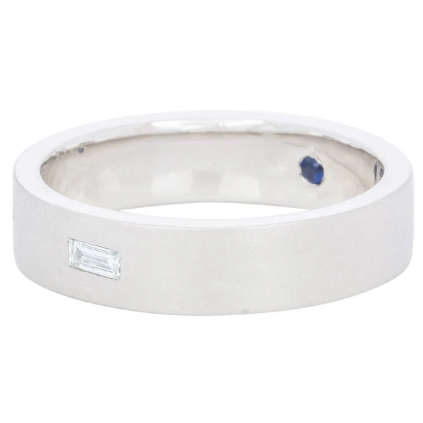 Jewelove™ Rings Men's Band only Customised Baguette Diamond Ring with a Secret Sapphire for Men JL PT 429-A
