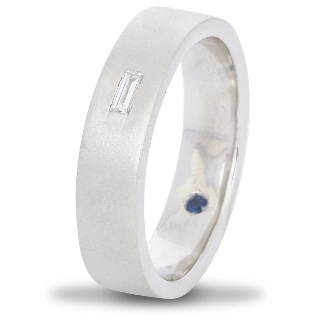 Jewelove™ Rings Men's Band only Customised Baguette Diamond Ring with a Secret Sapphire for Men JL PT 429-A