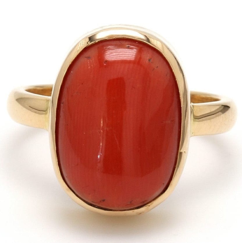 Gold Plated Coral Ring Natural moonga 11.25 Ratti Stone Certified Unheated  & Untreated Astrological For Men & Women