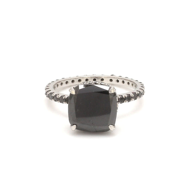 Jewelove™ Rings Women's Band only Customised Designer Platinum Ring Black Diamond JL PT 1149