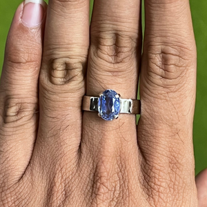 Customised Natural Blue Sapphire Platinum Astrology Ring for Rashi JL PT 1147-A