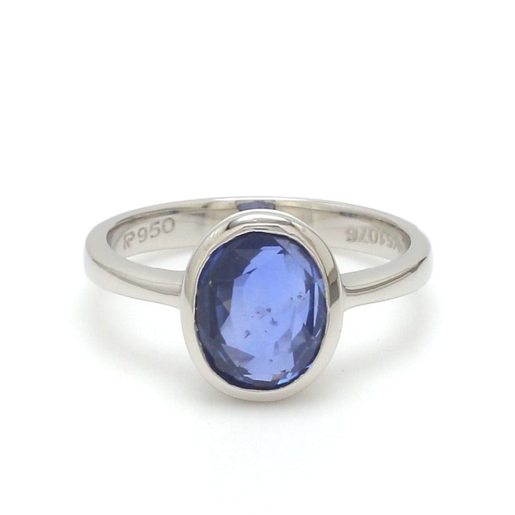 Jewelove™ Rings Women's Band only Customised Natural Blue Sapphire Platinum Astrology Ring for Rashi JL PT 1147