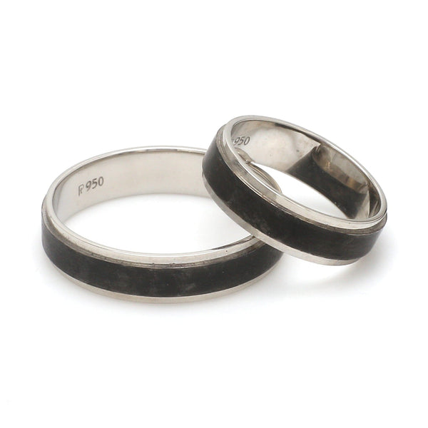 Unique Heart Shape Couples Matching Wedding Band Rings on Silver -  JeenJewels
