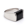 Jewelove™ Rings Men's Band only Customised Platinum Ring with Black Stone