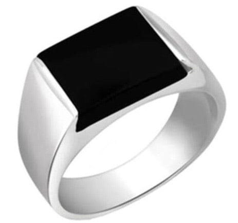 Customised Platinum Ring with Black Stone