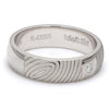 Side View of Customized Fingerprint Engraved Platinum Rings with Diamonds for Men
