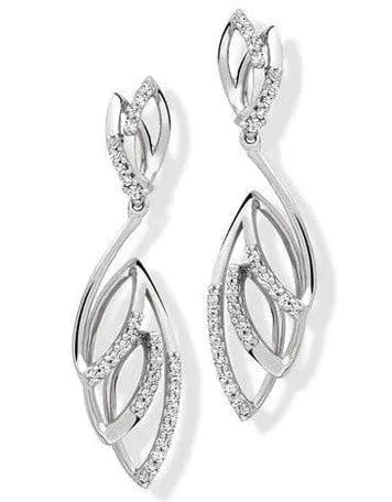 Jewelove™ Earrings Dangling Platinum Earrings with Diamonds, Delicate Petals SJ PTO E 140