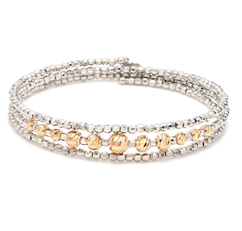 Three Row Cultured Pearl And Diamond Bracelet