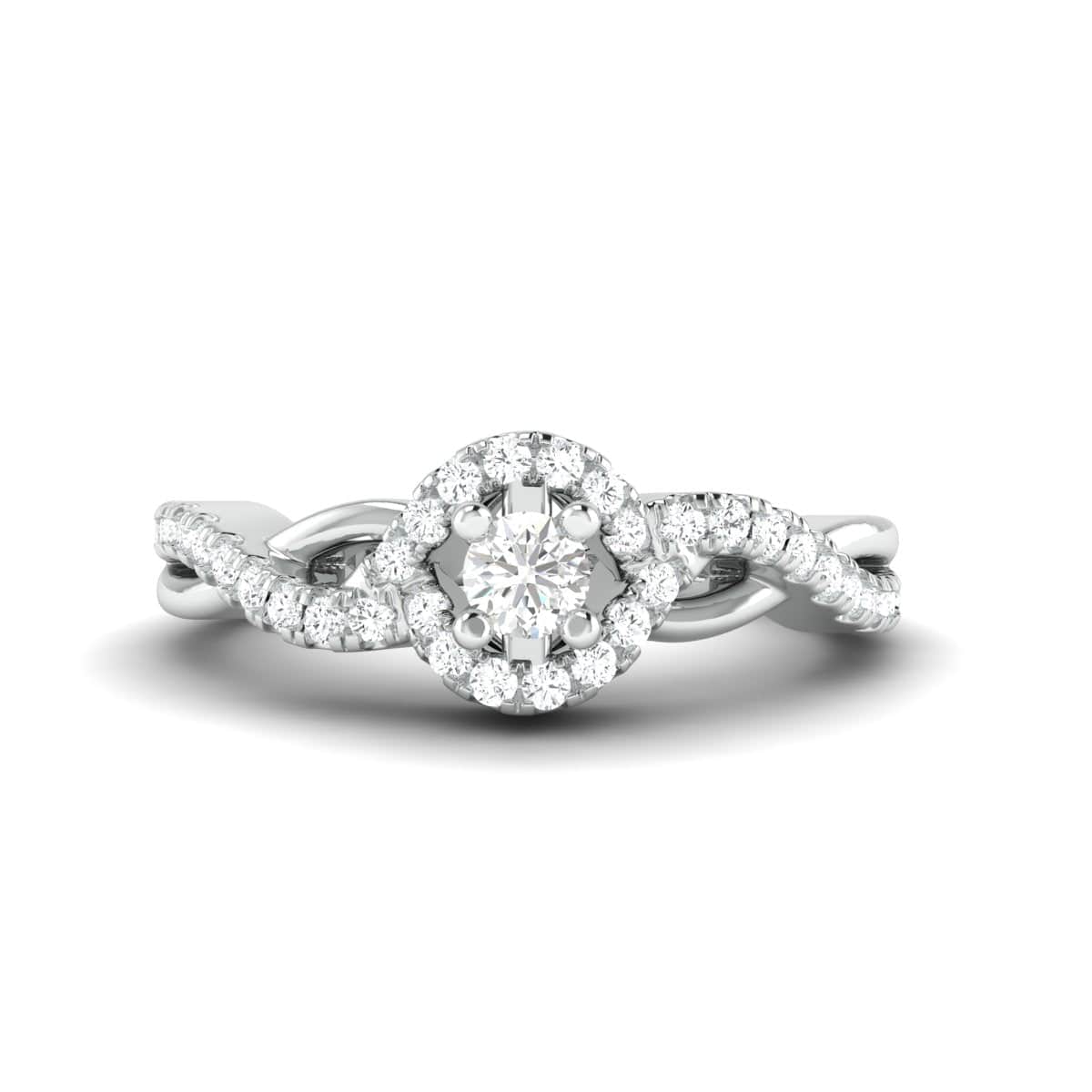 Designer Solitaire Platinum Ring with Diamond Accents JL