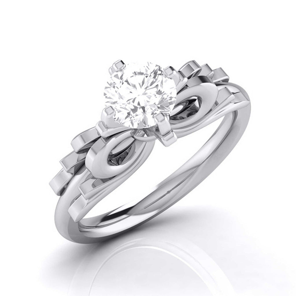 Jewelove™ Rings J VS / Women's Band only Designer 0.50 cts. Platinum Bow Solitaire Engagement Ring JL PT G-108