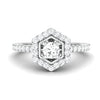 Jewelove™ Rings Designer 20-Pointer Hexagonal Platinum Solitaire Ring with Diamond Accents JL PT 981