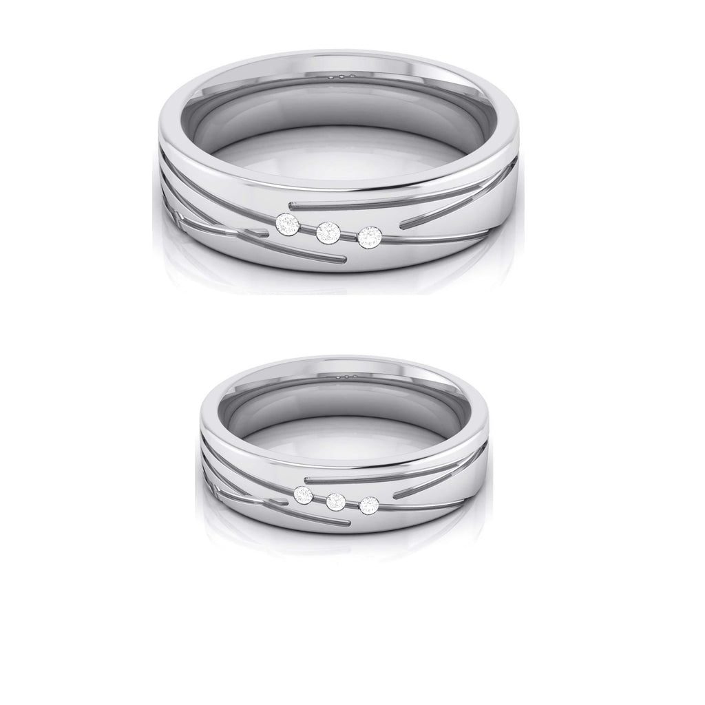 Jewelove™ Rings Both / SI IJ Designer 3 Diamond Platinum Love Bands JL PT R-8007