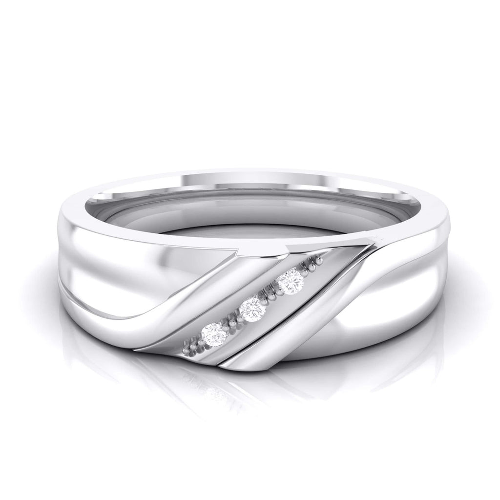 Jewelove™ Rings SI IJ / Women's Band Only Designer 3 Diamond Platinum Ring for Women JL PT R-8036
