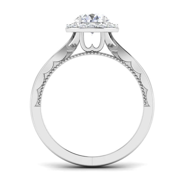 Circle View of 30 Pointer Halo Platinum Solitaire Engagement Ring JL PT 6579