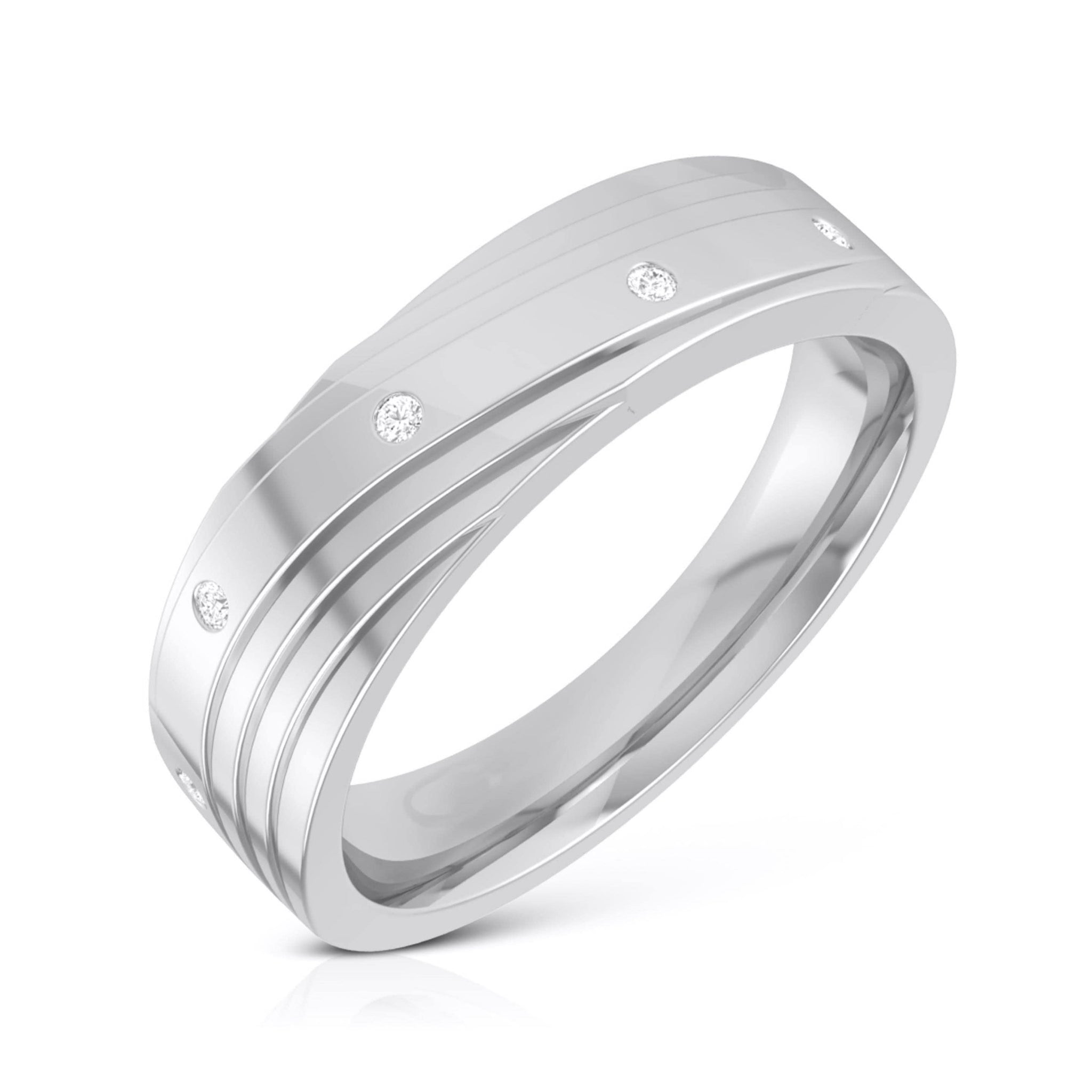 Jewelove™ Rings Designer 4 Diamond Platinum Love Bands JL PT R-8019