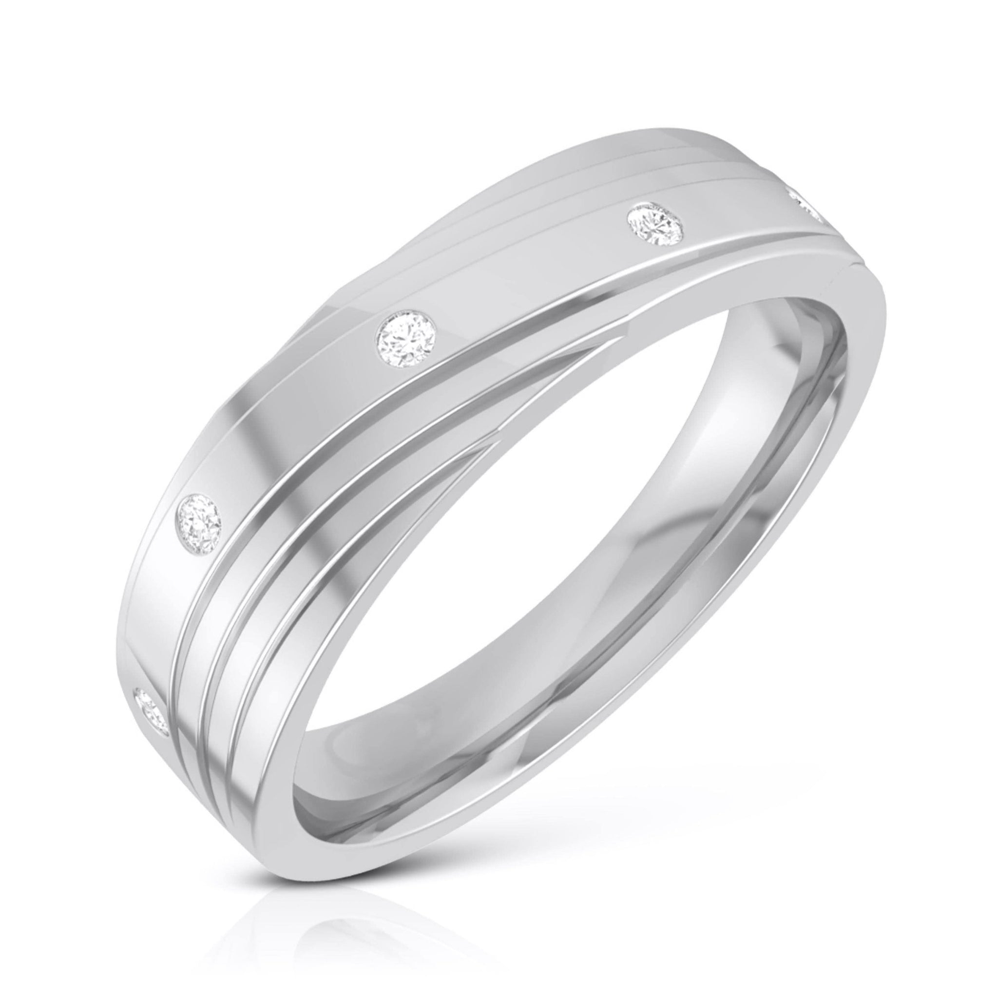 Jewelove™ Rings Men's Band only / SI IJ Designer 4 Diamond Platinum Love Bands JL PT R-8019