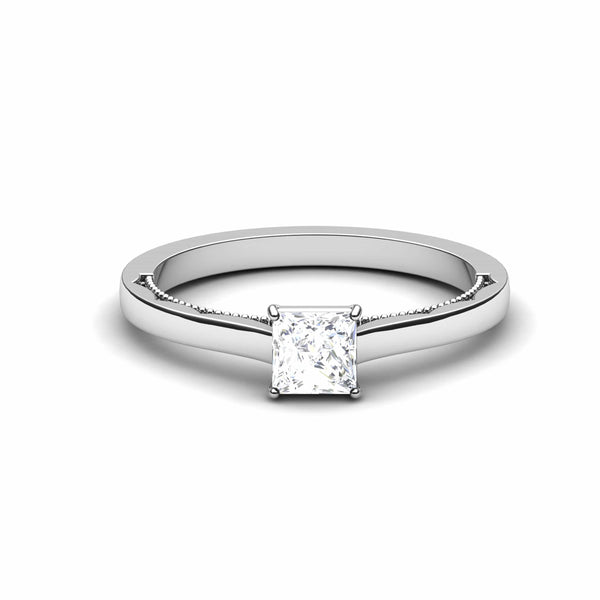 Front View of 30 Pointer Princes Cut Platinum Diamond Solitaire Engagement Ring JL PT 6578