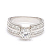 Jewelove™ Rings 0.70 cts / Women's Band only Designer 70-pointer Solitaire Ring with 2 Row Accent Diamonds JL PT 1015