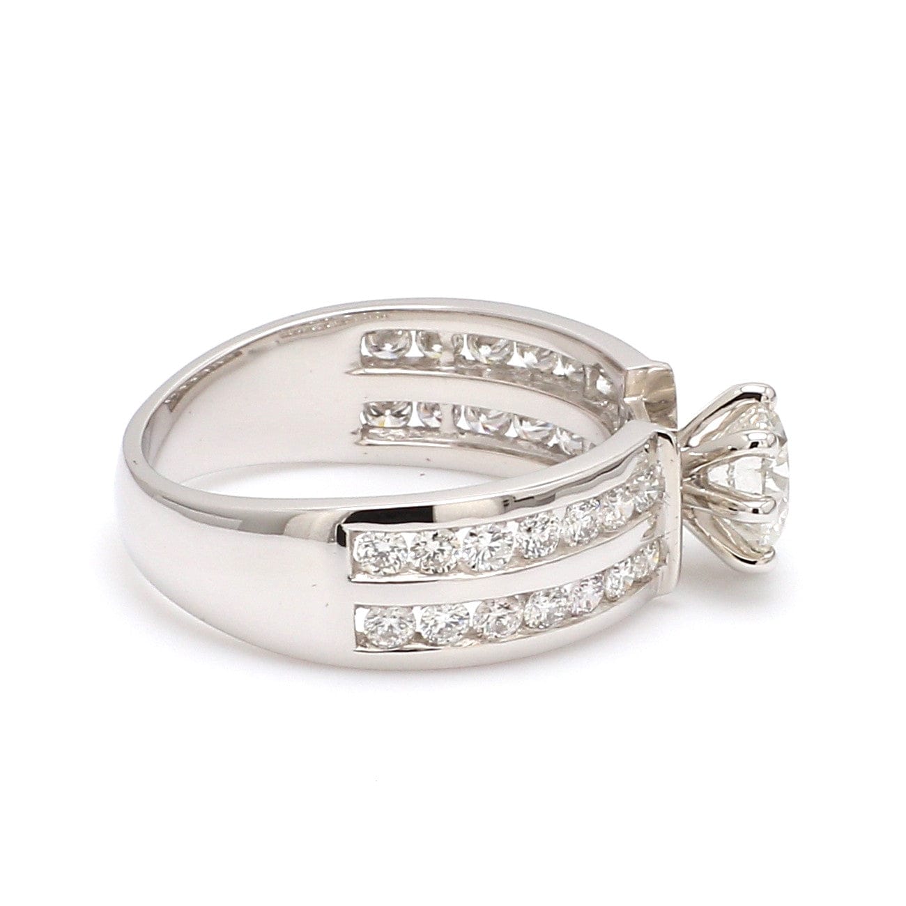 Designer 70-pointer Solitaire Ring with Row Accent Diamonds JL PT 1015