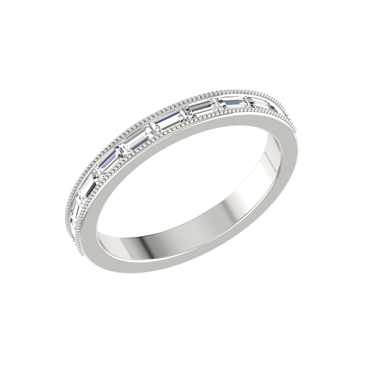 A contemporary diamond cluster eternity ring, the centre with a row of  rectangular baguette-cut diam