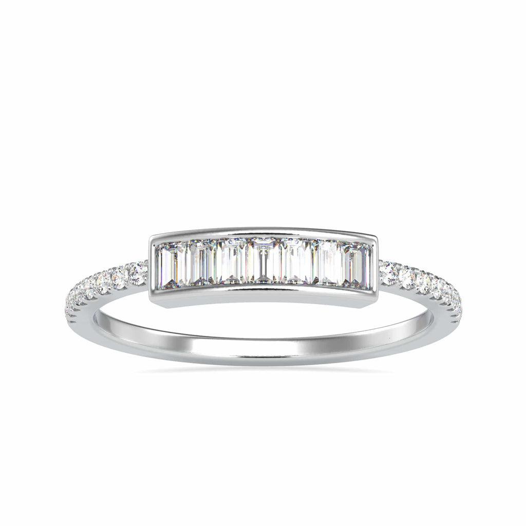 Jewelove™ Rings Women's band only / VS GH Designer Baguette Diamond Platinum Engagement Ring JL PT 0647