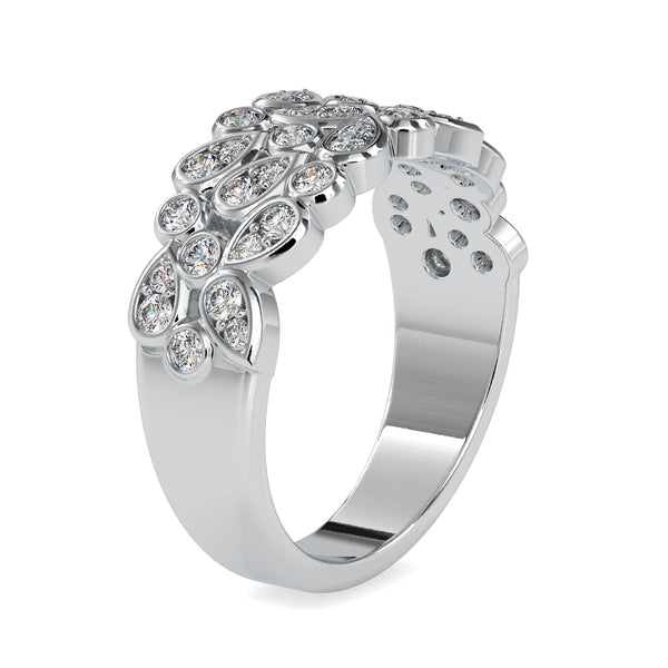 Jewelove™ Rings Designer Broad Platinum Ring with Diamonds for Women JL PT US-0009