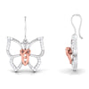 Front Side View of Designer Platinum of Rose Pendant Earring with Diamonds JL PT P 8080