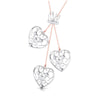 Perspective View of Platinum of Rose Tripple Heart Pendant with Diamonds JL PT P 8216