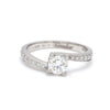 Front View of Designer Curvy Platinum Solitaire Engagement Ring for Women JL PT 480