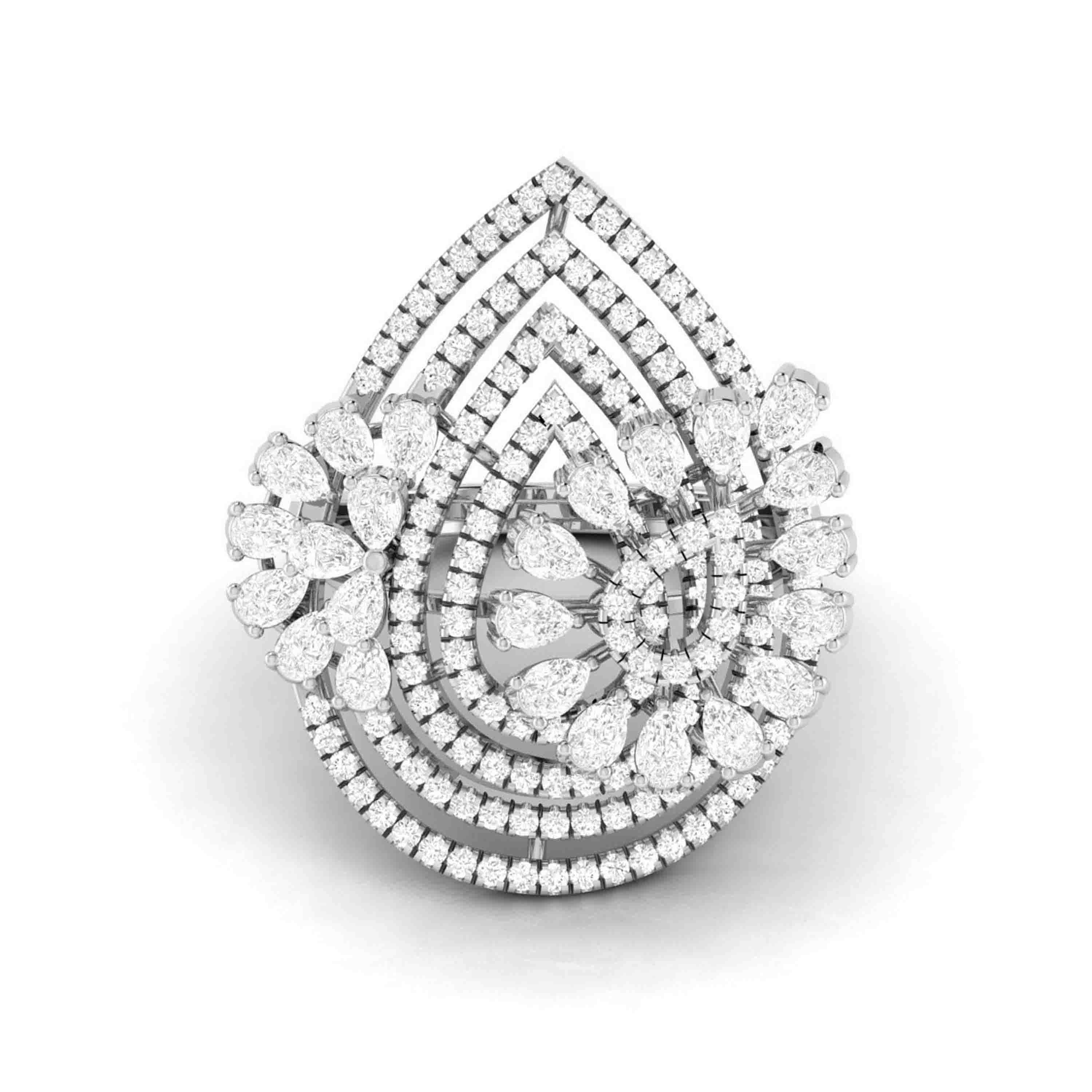 Unique Designer Solid White Gold 29-Diamond Cocktail Ring - $20K Appra