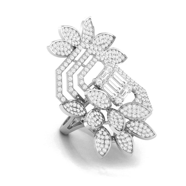 Jewelove™ Rings Designer Diamond Flower Cocktail ring in Platinum for Women JL PT R 005