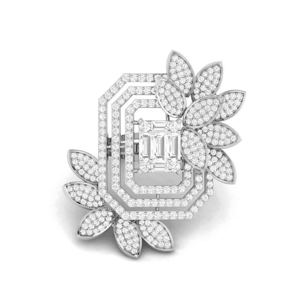 Jewelove™ Rings SI IJ / Women's Band only Designer Diamond Flower Cocktail ring in Platinum for Women JL PT R 005