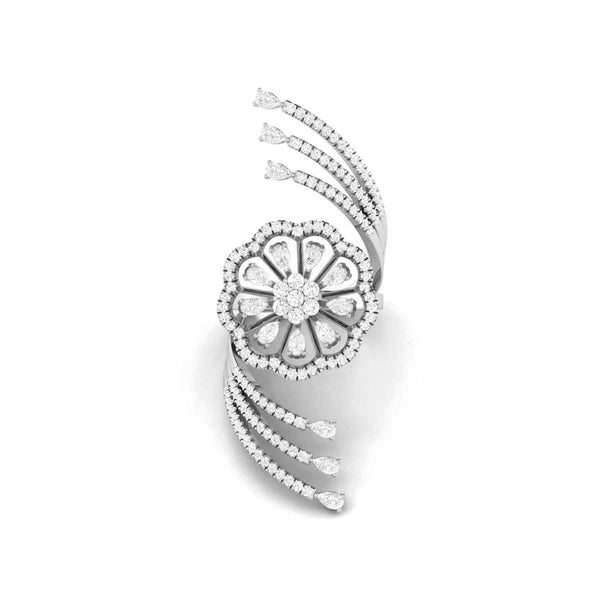 Jewelove™ Rings Designer Diamond Flower Cocktail ring in Platinum for Women JL PT R 006