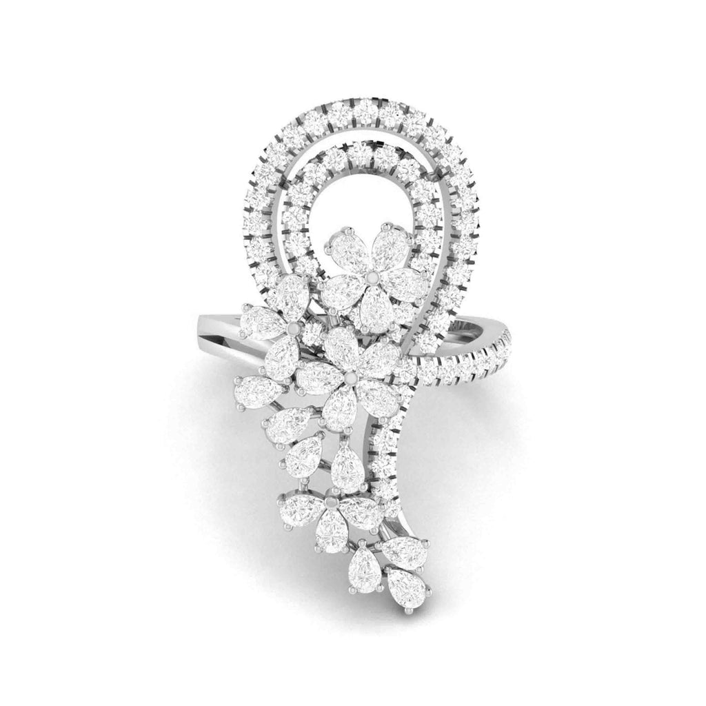 Jewelove™ Rings SI IJ / Women's Band only Designer Diamond Flower Cocktail ring in Platinum for Women JL PT R 007
