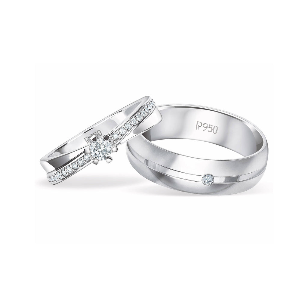 Jewelove™ Rings VVS GH / Both Designer Diamond Platinum Couple Rings JL PT 913