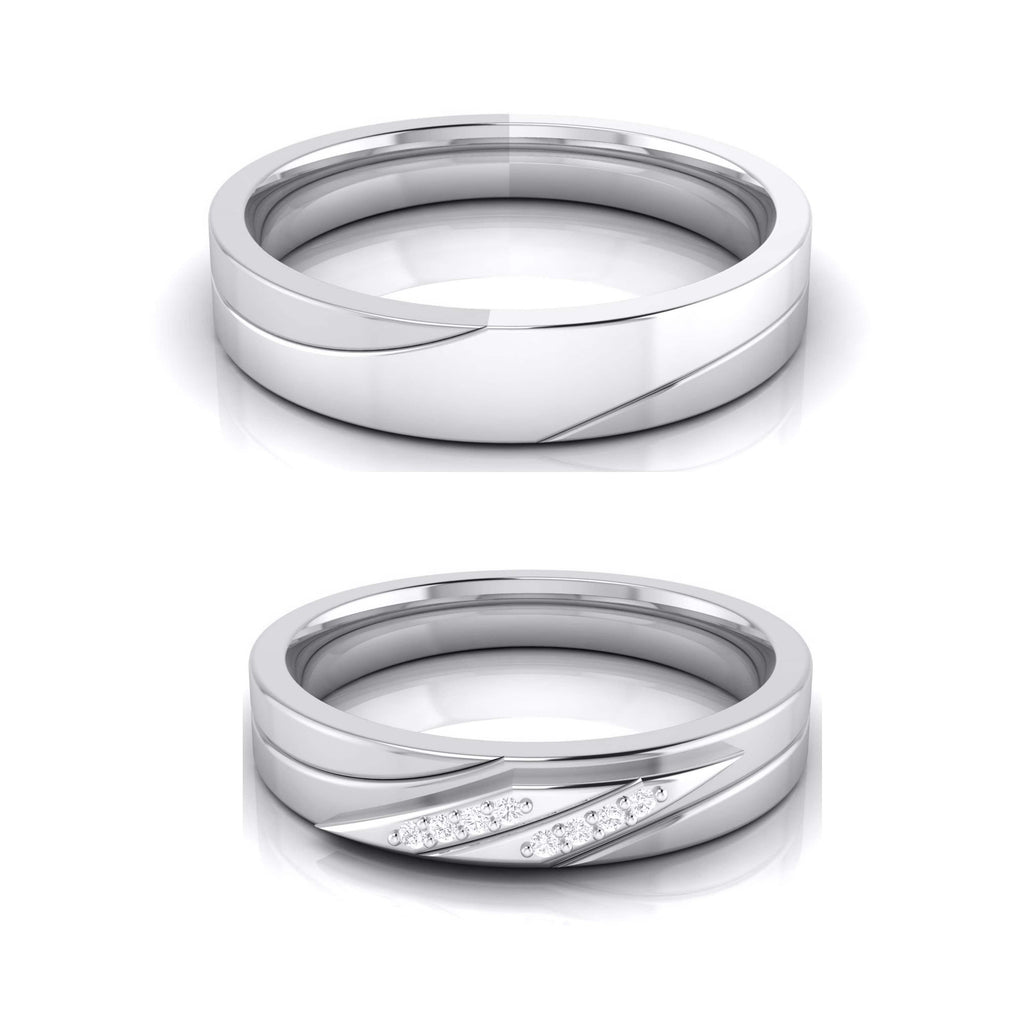 Jewelove™ Rings Both / SI IJ Designer Diamond Platinum Love Bands JL PT R-8026