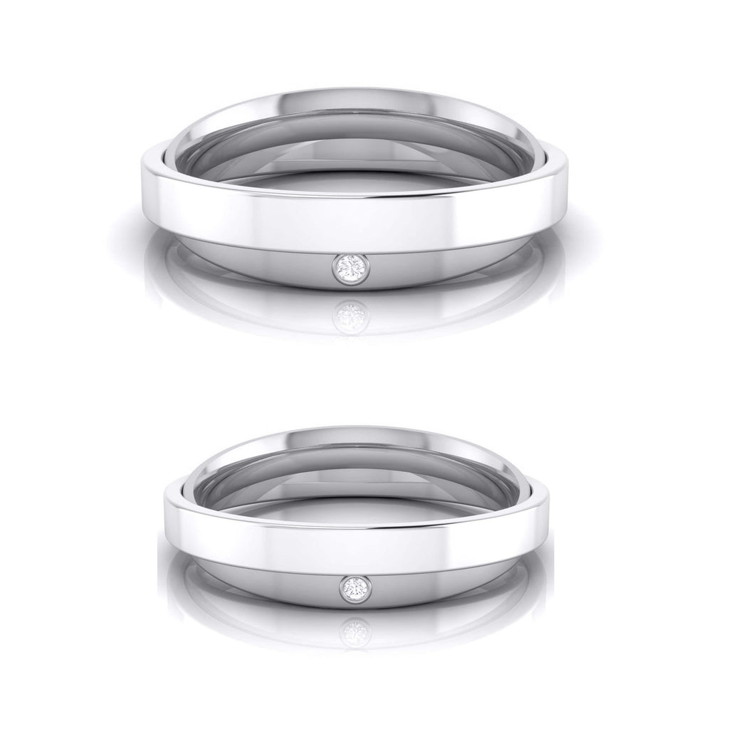 Jewelove™ Rings Both / SI IJ Designer  Diamond Platinum Love Bands JL PT R-8032