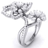 Jewelove™ Rings Designer Flower Diamond Cocktail Ring in platinum for Women JL PT R-010