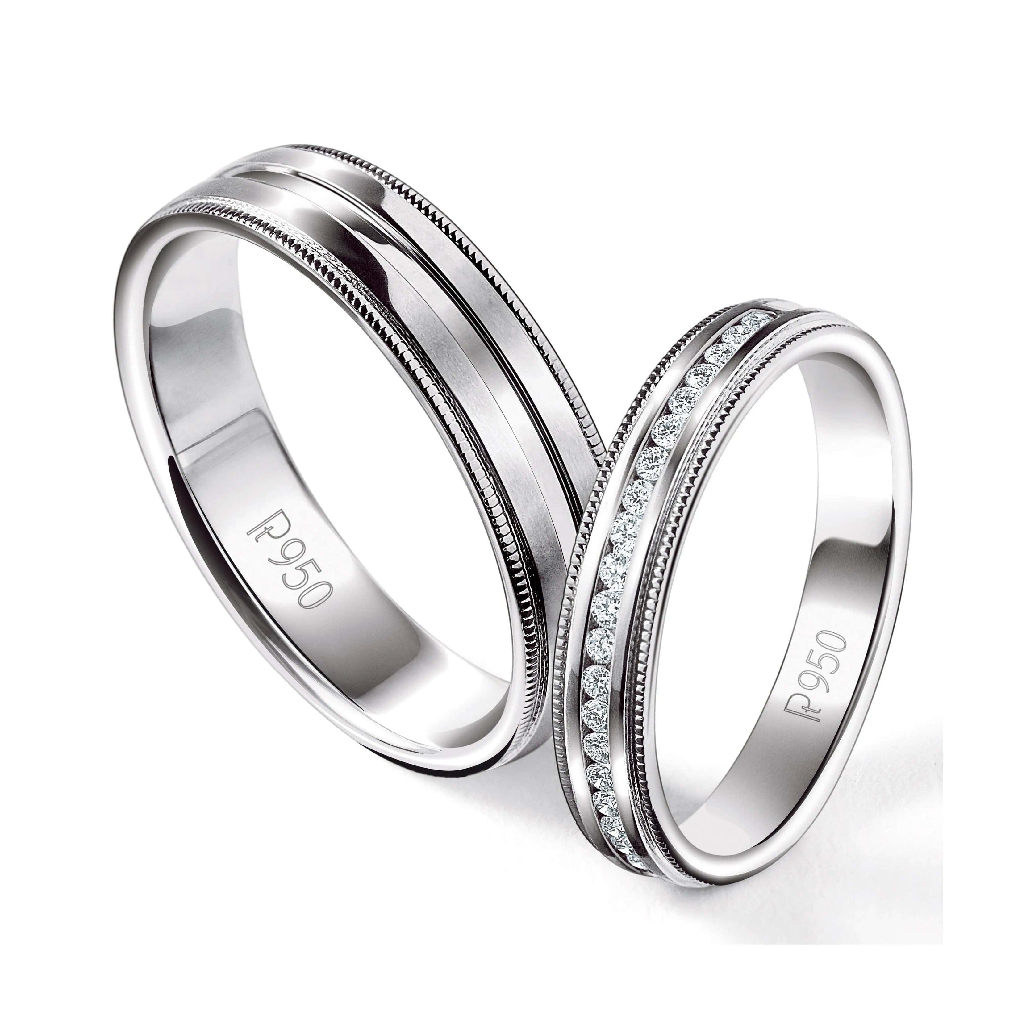 Classic Plain Platinum Couple Rings With a Rose Gold Border JL PT 633 –  Jewelove.US