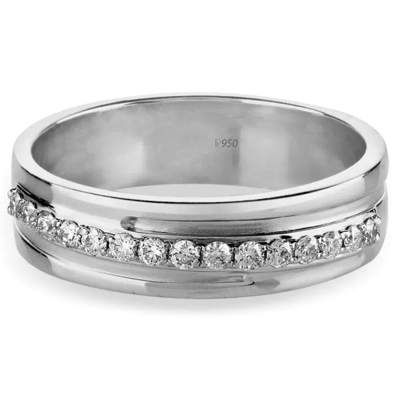 Designer Half Eternity Platinum Ring with Slanting Diamonds SJ PTO 291 in India