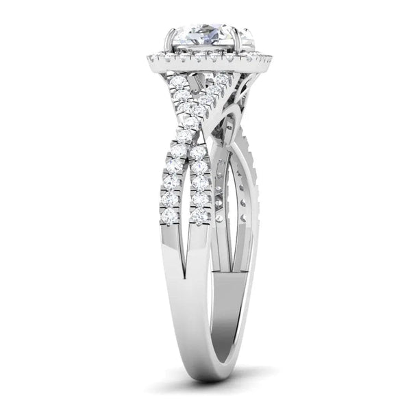 Jewelove™ Rings Women's Band only Designer Halo Platinum Diamond Mounting JL PT 499-M