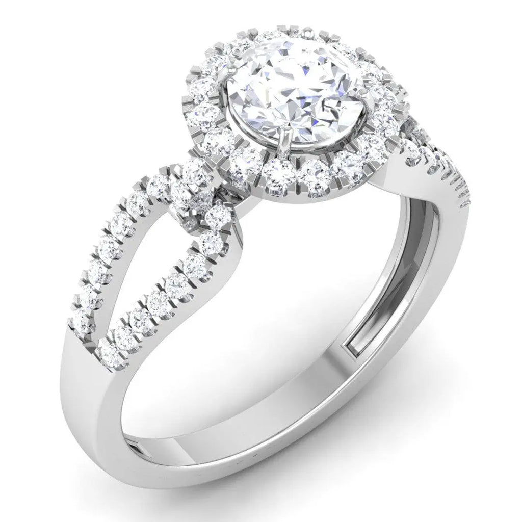 Jewelove™ Rings Women's Band only Designer Halo Solitaire Engagement Ring in Platinum JL PT 514
