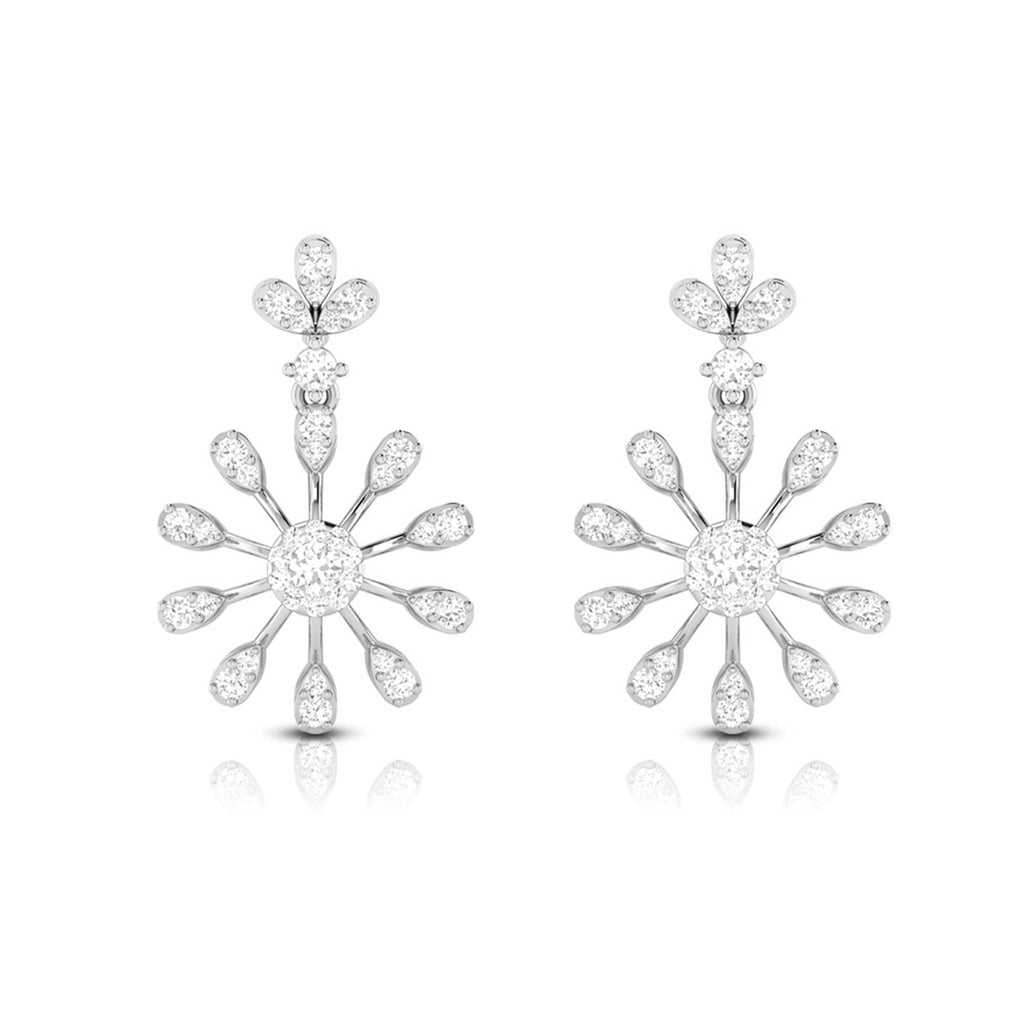 Jewelove™ Earrings SI IJ Designer Hanging Clusters Platinum Earrings with Diamonds JL PT E NK-67