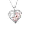 Front Side View of Platinum of Rose Tripple Heart Pendant with Diamonds JL PT P 8000