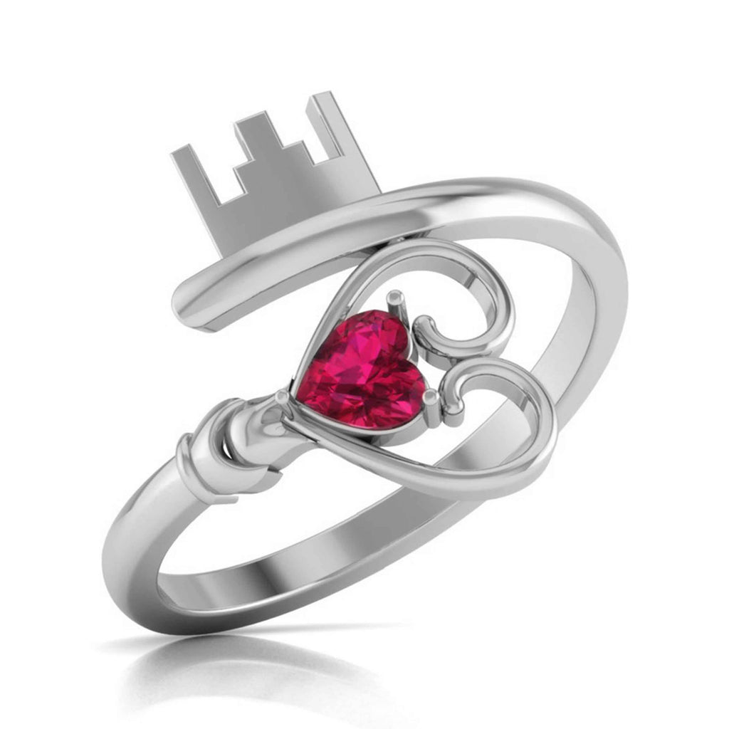 Jewelove™ Rings Women's Band only Designer Heart Ruby Platinum Ring for Women JL PT R8159