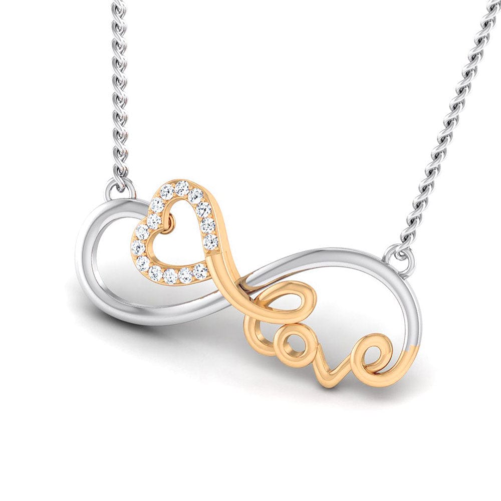 Designer Infinity Love Heart Platinum Pendant with Gold Diamonds JL PT P 8086 SI IJ Yellow Gold