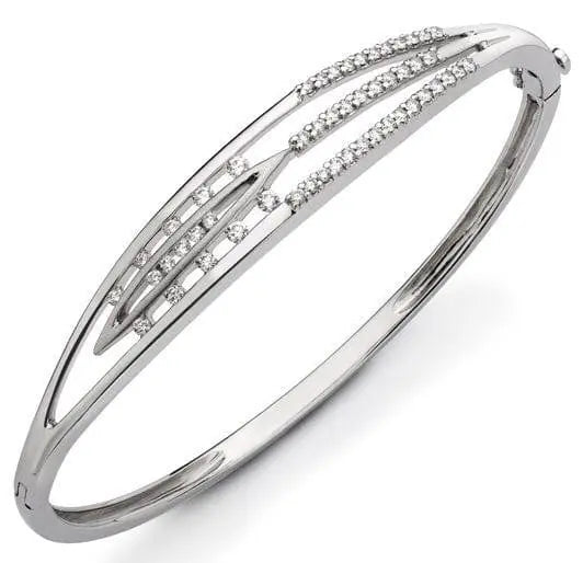 Designer Oval Platinum Bracelet with Diamonds SJ PTB 109 in India