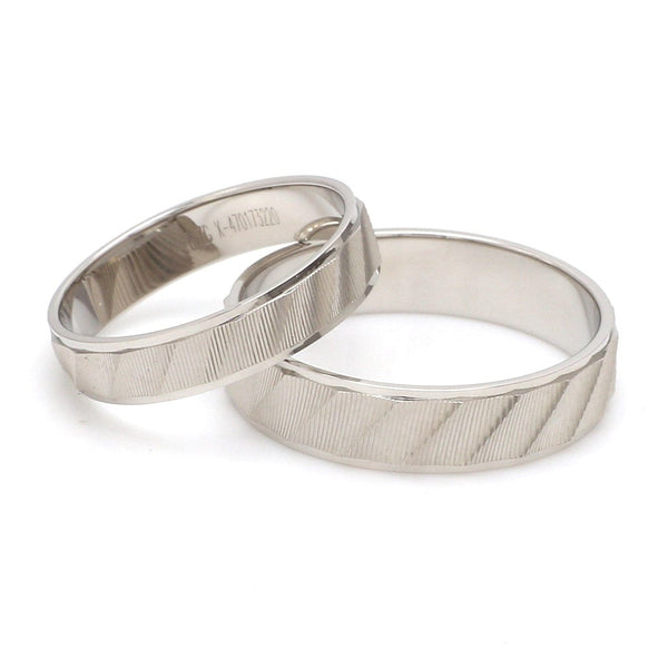 Jewelove™ Rings Designer Plain Platinum Love Bands with Unique Slanting Texture JL PT 1108