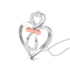 Perspective View of Designer Platinum of Rose Double Heart Pendant with Diamonds JL PT P 8082 