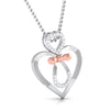 Front Side View of Designer Platinum of Rose Double Heart Pendant with Diamonds JL PT P 8082